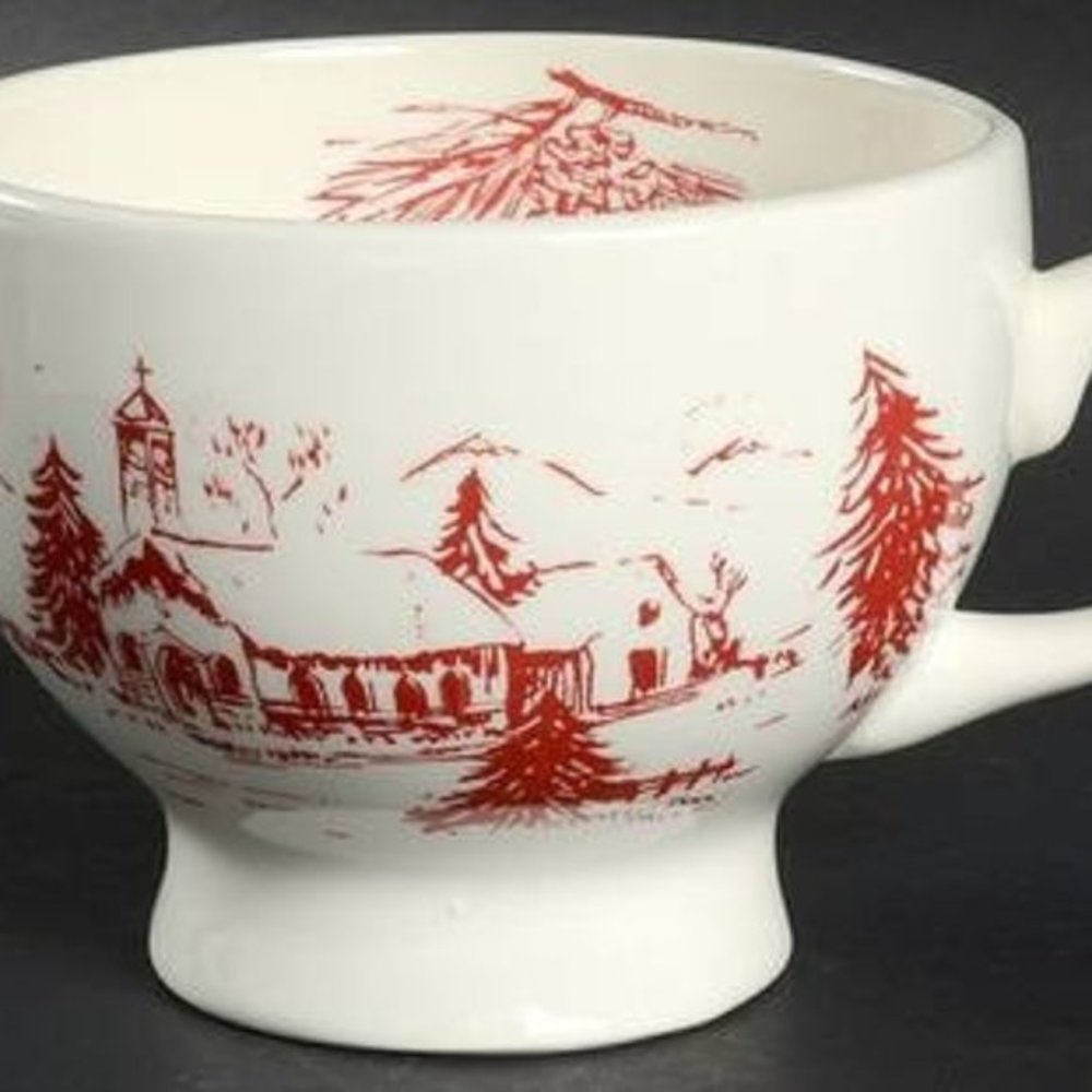 Anthro Cappuccino Mug Holiday Toile